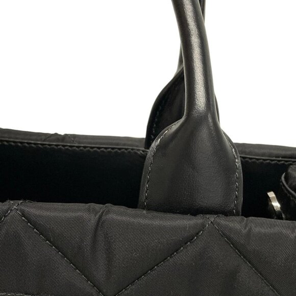 Auth PRADA - 1BA354 Black Nylon Leather Tote Bag - Picture 9 of 16